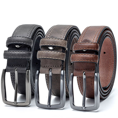 Men's Retro Leather Belt Vintage Old Money Jeans Style Classic - LAKD London