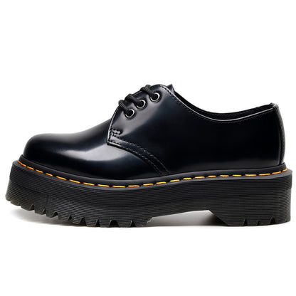 Women's Doc Martens Platform Leather Lace Up Low Top Shoes - LAKD London