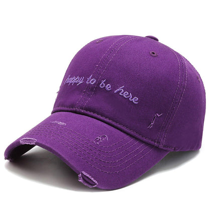 Men's Solid Colour Baseball Cap Embroidered Letters Soft Cotton Hat