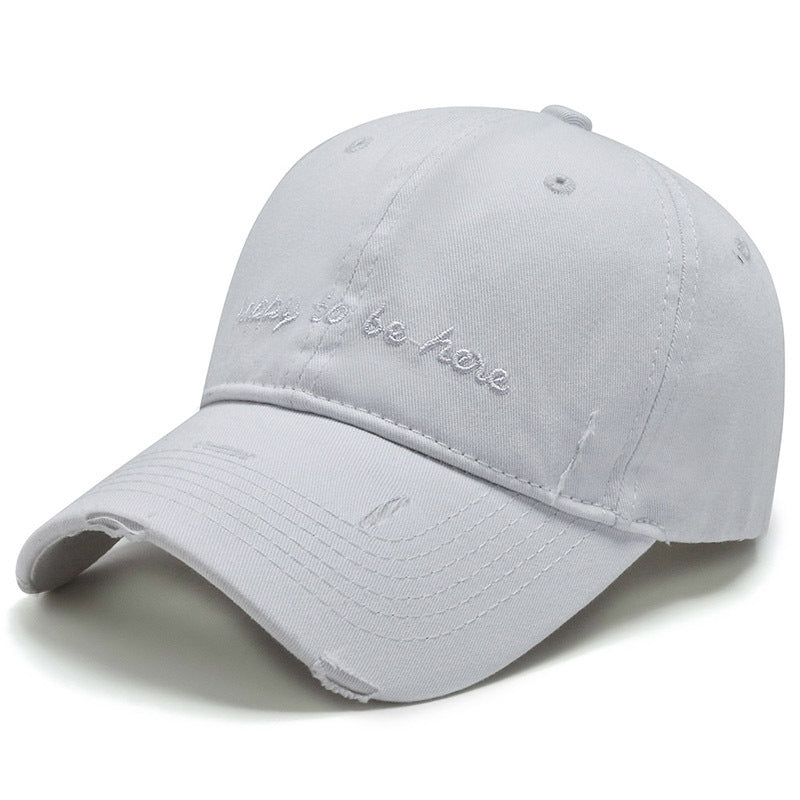 Men's Solid Colour Baseball Cap Embroidered Letters Soft Cotton Hat