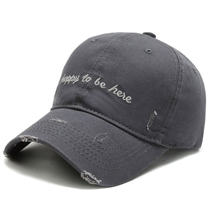 Men's Solid Colour Baseball Cap Embroidered Letters Soft Cotton Hat