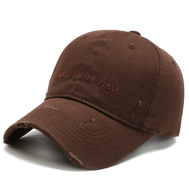 Men's Solid Colour Baseball Cap Embroidered Letters Soft Cotton Hat