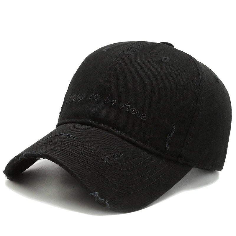 Men's Solid Colour Baseball Cap Embroidered Letters Soft Cotton Hat