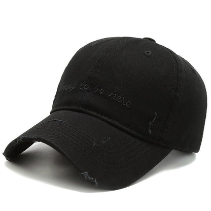 Men's Solid Colour Baseball Cap Embroidered Letters Soft Cotton Hat
