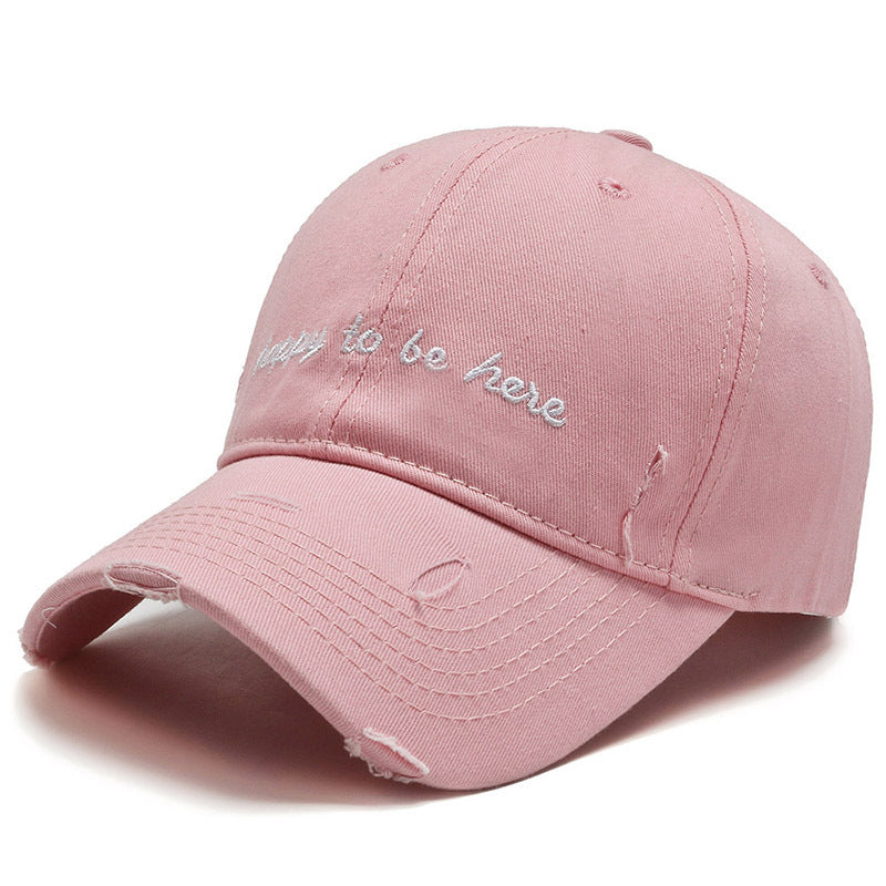 Men's Solid Colour Baseball Cap Embroidered Letters Soft Cotton Hat