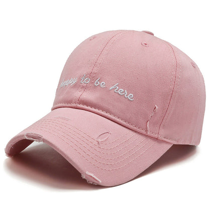 Men's Solid Colour Baseball Cap Embroidered Letters Soft Cotton Hat