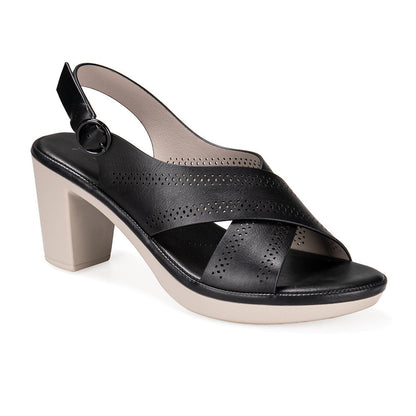 Women's Luxury Quality Thick High Heel Leather Buckle Sandals - LAKD London