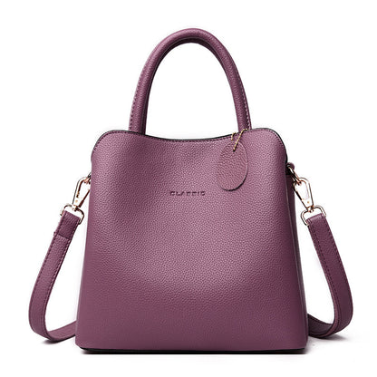 Women's Solid Color Luxury Designer Leather Tote Shoulder Handbag - LAKD London