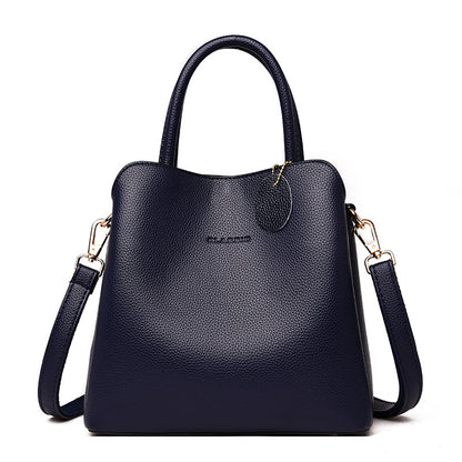 Women's Solid Color Luxury Designer Leather Tote Shoulder Handbag - LAKD London