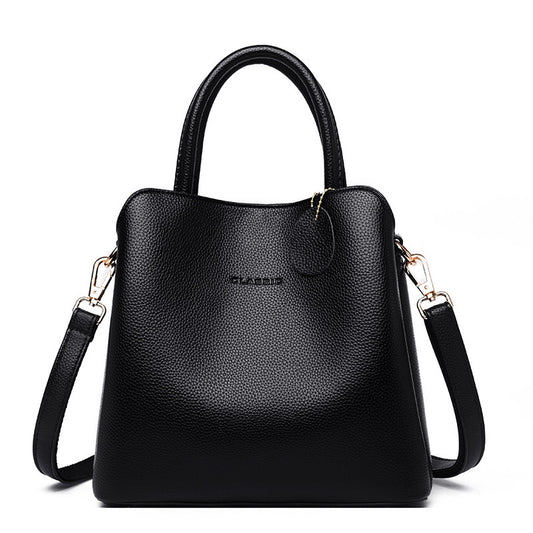 Women's Solid Color Luxury Designer Leather Tote Shoulder Handbag - LAKD London