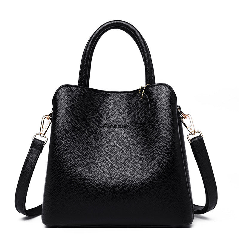 Women's Solid Color Luxury Designer Leather Tote Shoulder Handbag - LAKD London