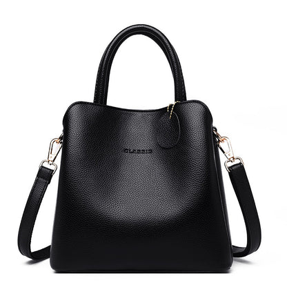Women's Solid Color Luxury Designer Leather Tote Shoulder Handbag - LAKD London