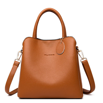 Women's Solid Color Luxury Designer Leather Tote Shoulder Handbag - LAKD London