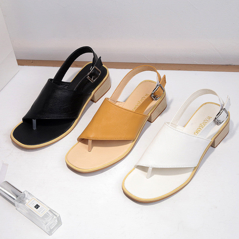 Women's Luxury Herringbone Chunky Heel Flip Flop Sandals - LAKD London