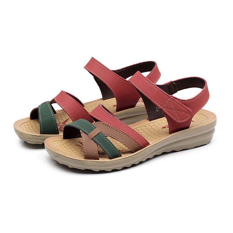 Women's Flat Beach Soft Leather Ankle Strap Beach Sandals - LAKD London