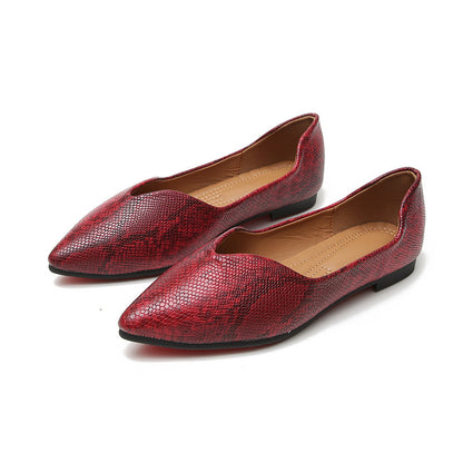 Women's Premium Pointed Toe Ballet Dorsay Serpentine Print Flats - LAKD London