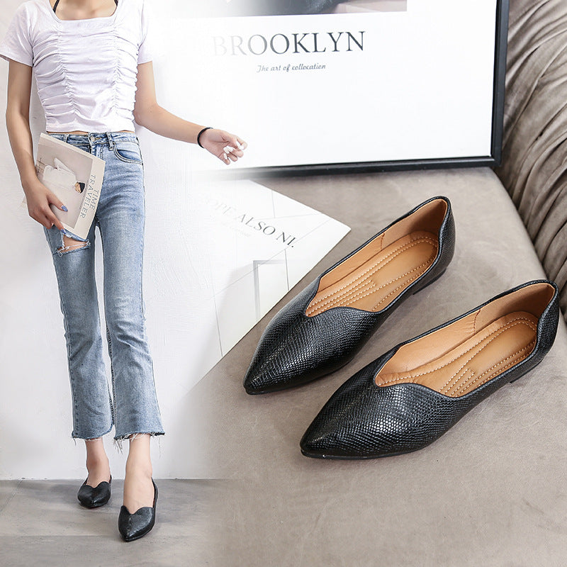 Women's Premium Pointed Toe Ballet Dorsay Serpentine Print Flats - LAKD London