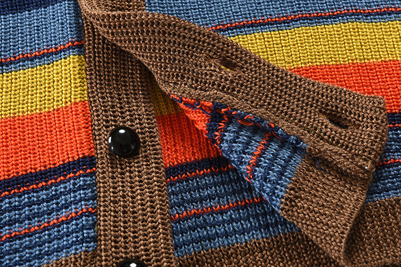 Men's Striped Cotton Cardigan for Effortless Comfort and Modern Style