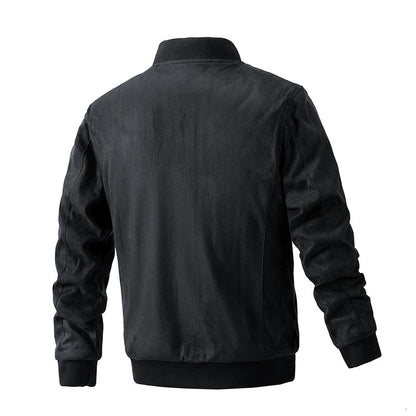 Men's Premium Suede Stand Collar Double Zipper Pocket Jacket - LAKD London