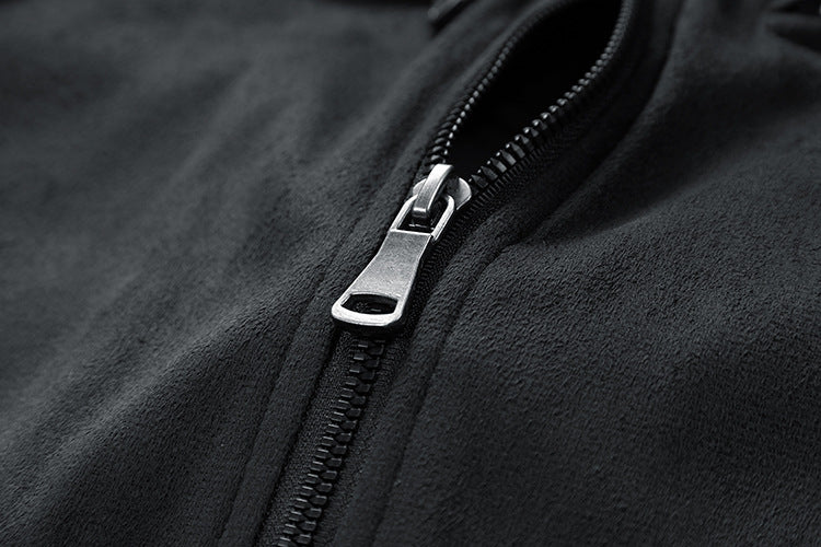 Men's Premium Suede Stand Collar Double Zipper Pocket Jacket - LAKD London