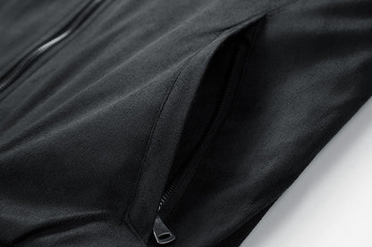 Men's Premium Suede Stand Collar Double Zipper Pocket Jacket - LAKD London