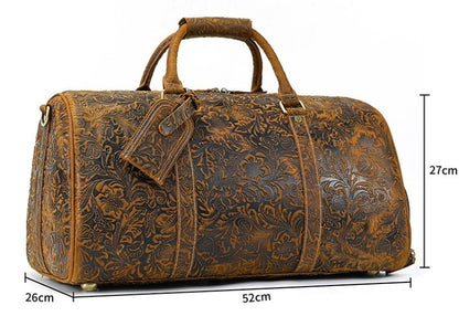 Men's Vintage Cowhide Leather Travel Gym Holdall Bag - LAKD London