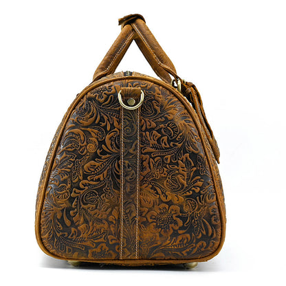 Men's Vintage Cowhide Leather Travel Gym Holdall Bag - LAKD London