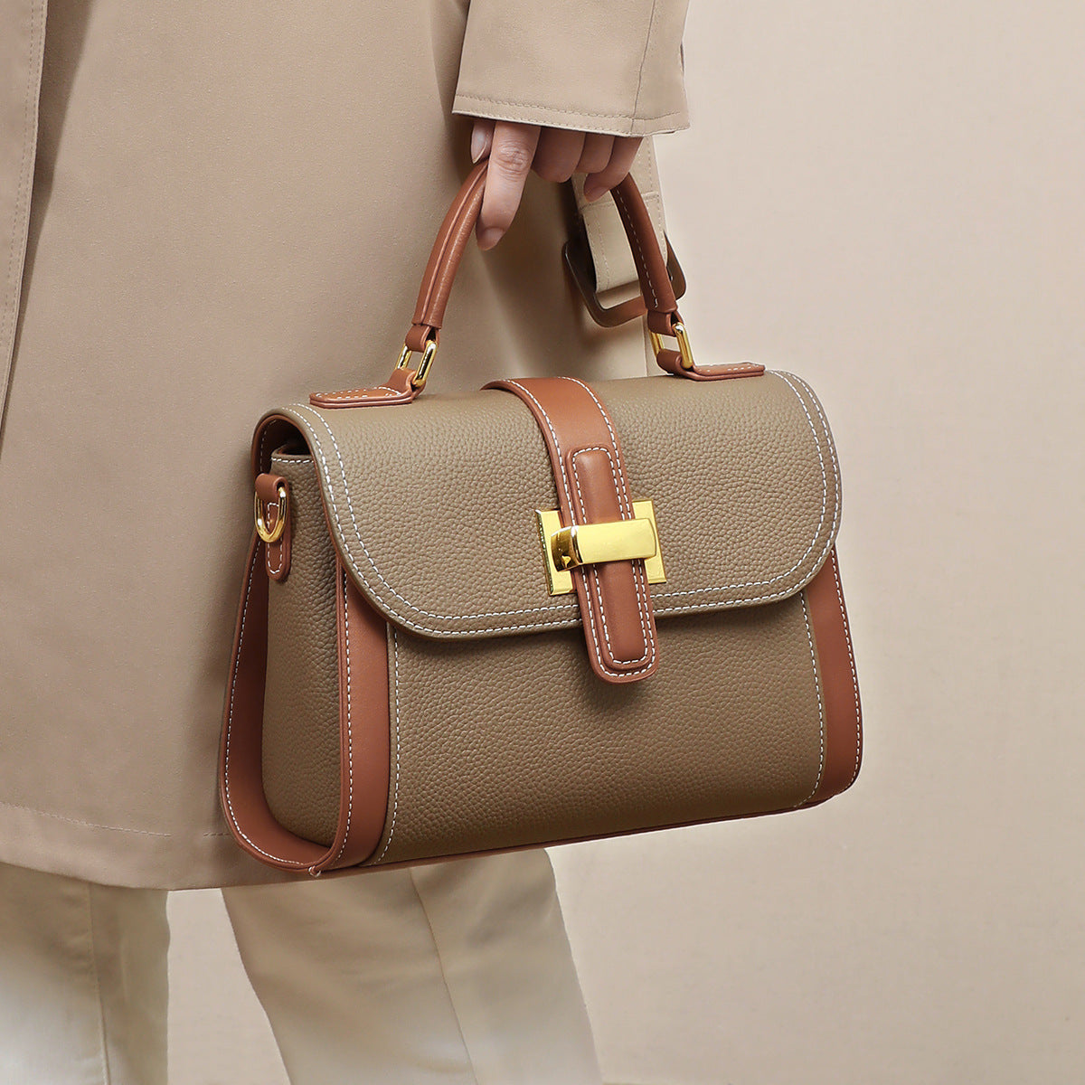 Women's Luxury Genuine Leather One Shoulder Textured Designer Handbag