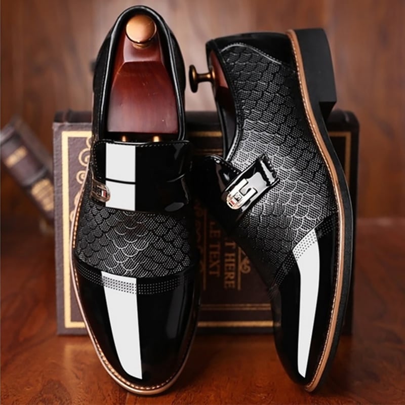 Men's Patent Dress Shoes Buckled Formal Smart Business Footwear Style