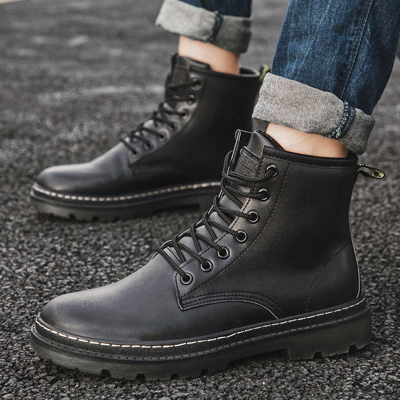 Men's Biker Martin Style Lace Up Combat Ankle Boots Casual