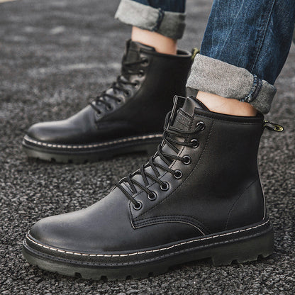 Men's Biker Martin Style Lace Up Combat Ankle Boots Casual