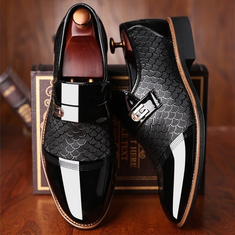 Men's Patent Dress Shoes Buckled Formal Smart Business Footwear Style