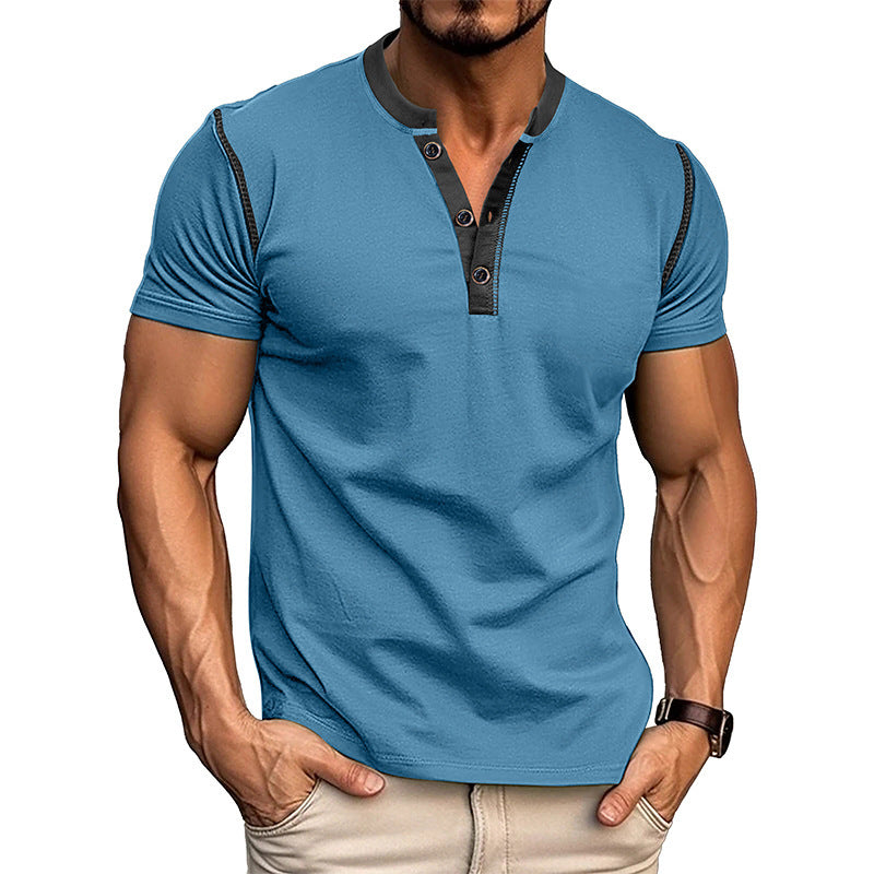 Men's V-Neck Short Sleeve Breathable Summer Polo Shirt Casual - LAKD London
