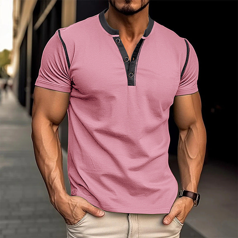 Men's V-Neck Short Sleeve Breathable Summer Polo Shirt Casual - LAKD London