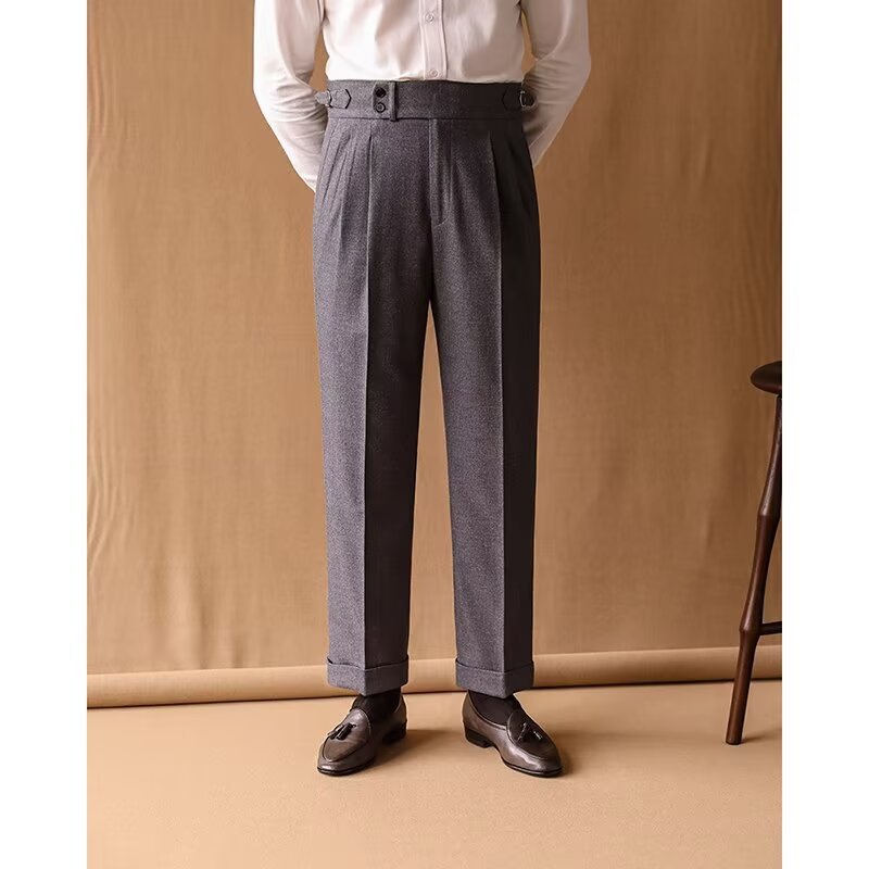 Men's Old Money Straight Leg High Waist Formal Trousers Comfortable
