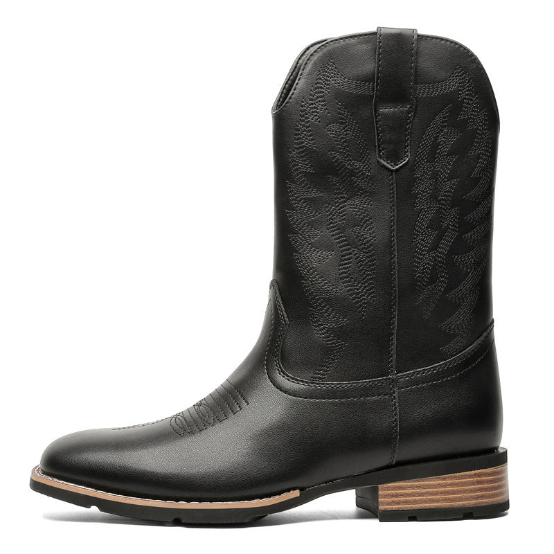 Men's Western Denim Boots Embroidered Leather Trendy Comfortable Style