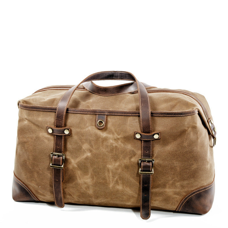 Men's Leather Canvas Duffle Bag Outdoor Gym Travel Holdall - LAKD London
