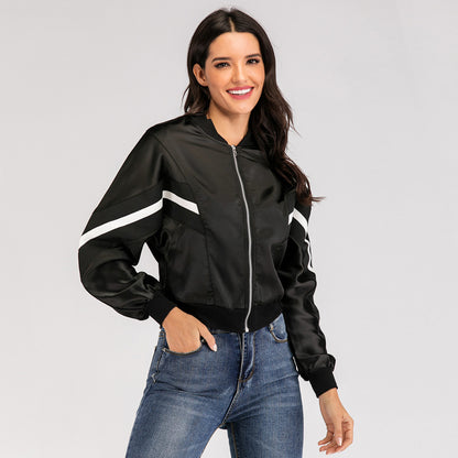 Women's Lightweight Nylon Windbreaker Jacket With Zipper Casual Style