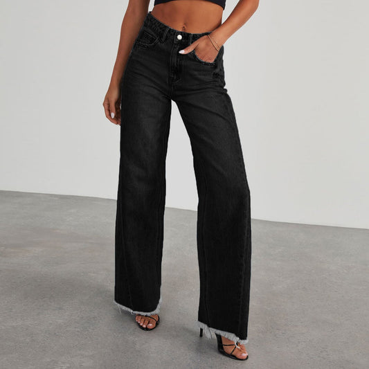 Women's High Waist Straight Leg Denim Jeans Comfortable Slim Fit