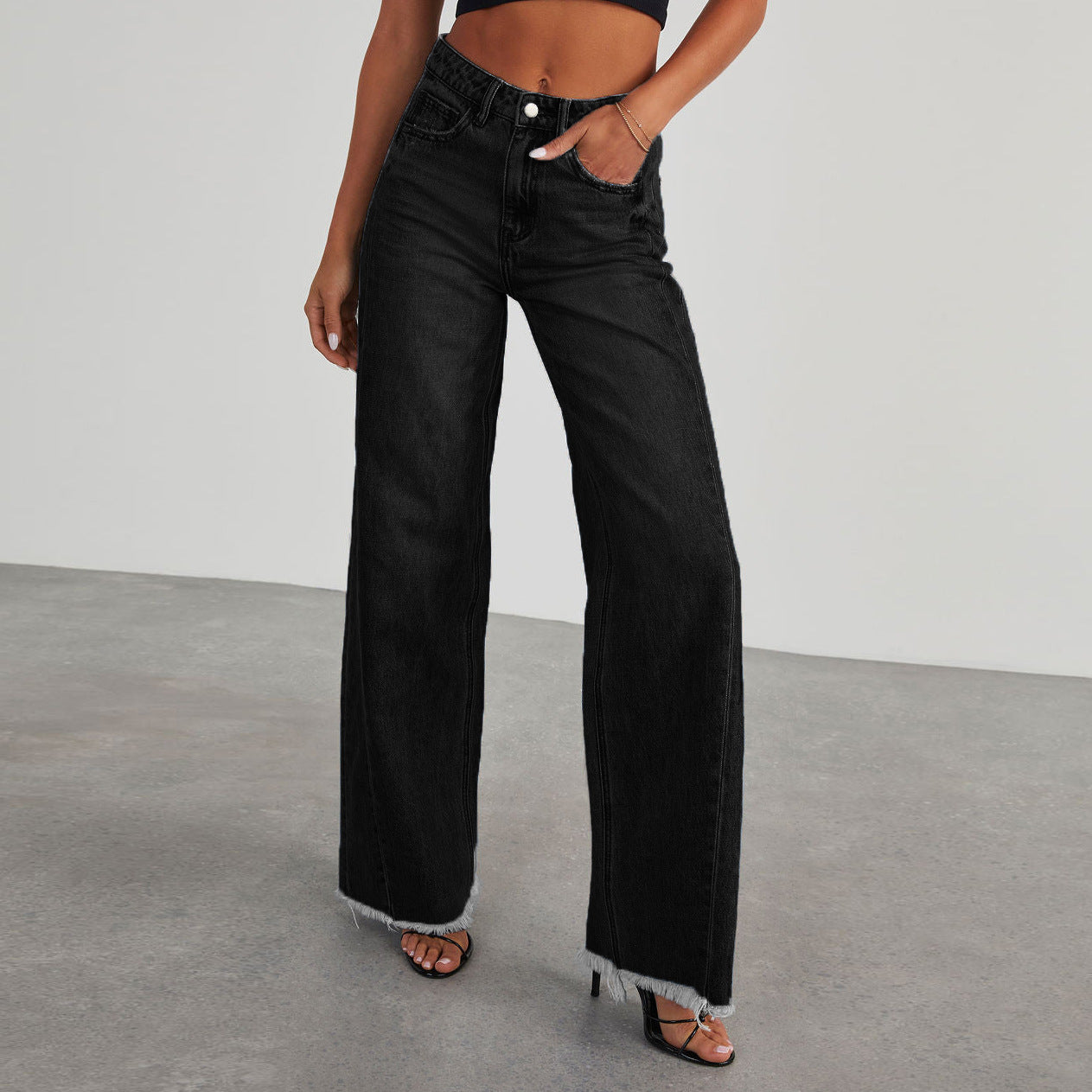 Women's High Waist Straight Leg Denim Jeans Comfortable Slim Fit