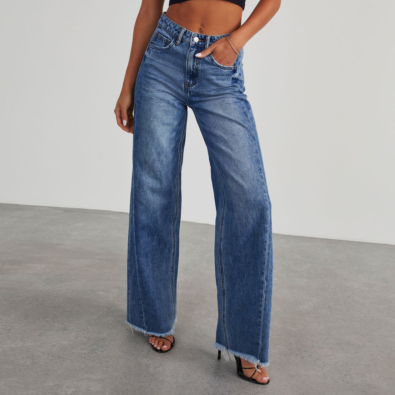 Women's High Waist Straight Leg Denim Jeans Comfortable Slim Fit