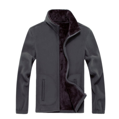 Men's Warm Fleece Cardigan Jacket Formal Coat With Fur Lining