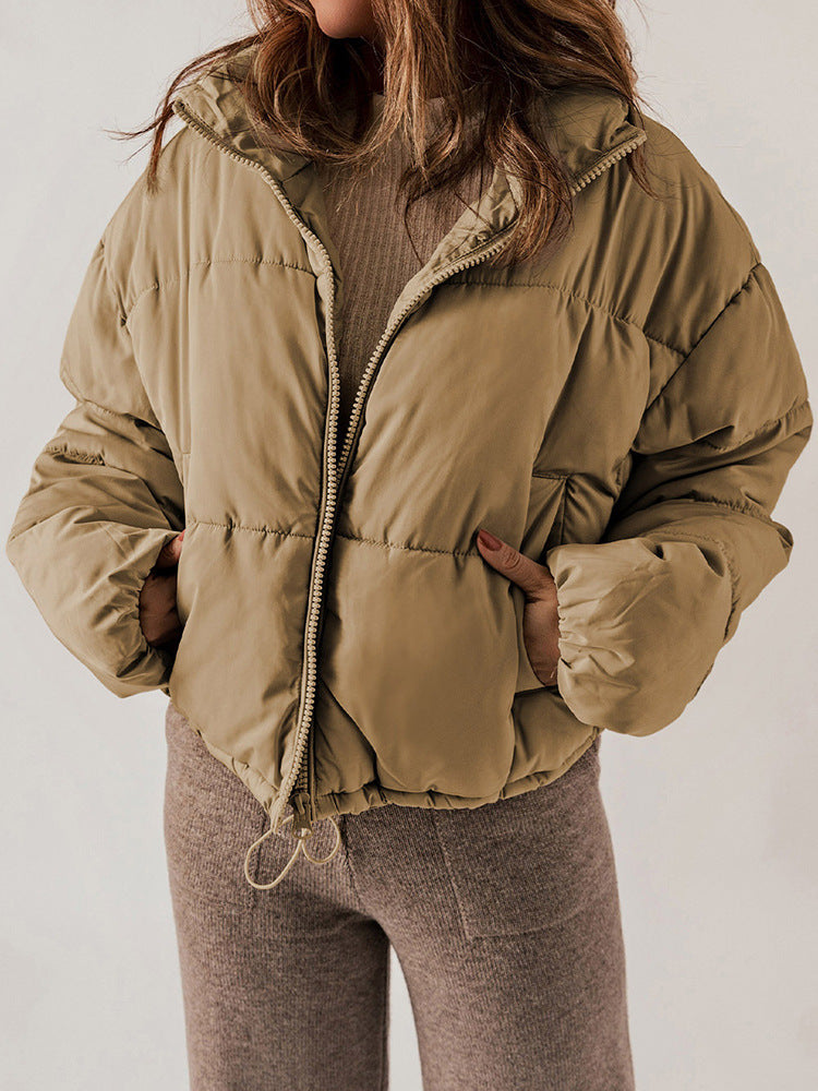 Women's Winter Thickened Cotton Padded Coat with Stand Collar Design