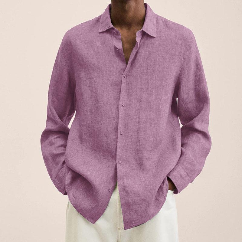 Men's Long Sleeve Lapel Loose Button Cardigan Casual Shirt - LAKD London