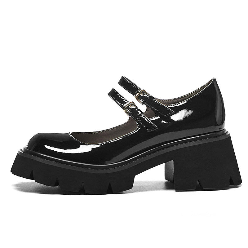 Women's Genuine Leather Mary Jane Round Toe Low Heel Shoes