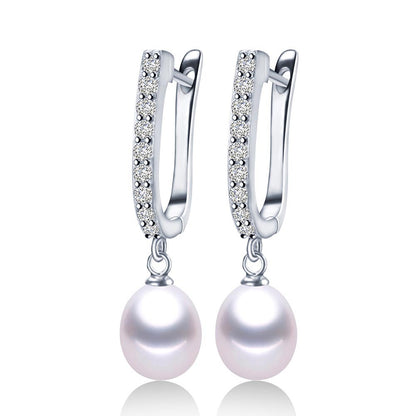 Women's Premium Sterling Silver Pearl Stud Earrings Classic Elegant - LAKD London