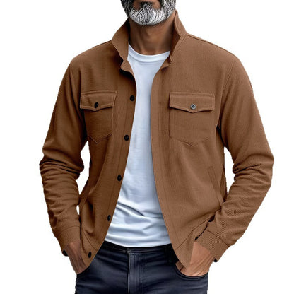 Men's Corduroy Stand Collar Jacket with Multi Pockets and Casual Style - LAKD London