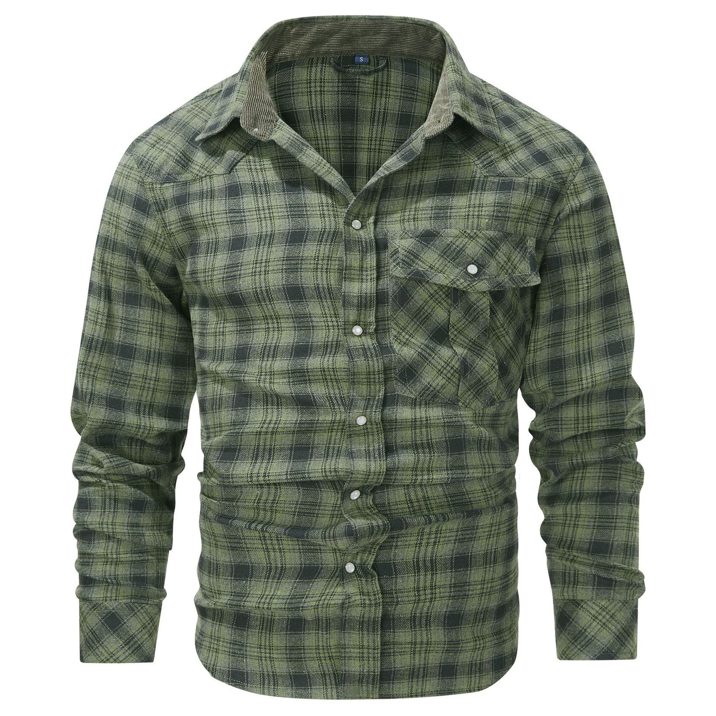 Men's Retro Western Plaid Flannel Pearl Snap Western Style Shirt - LAKD London