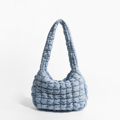 Women's Quilted Padded Feather Down Shoulder Hobo Bag - LAKD London