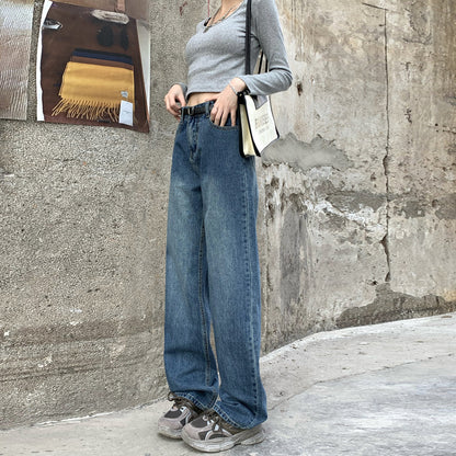 Women’s Retro High Waist Loose Baggy Straight Denim Jeans